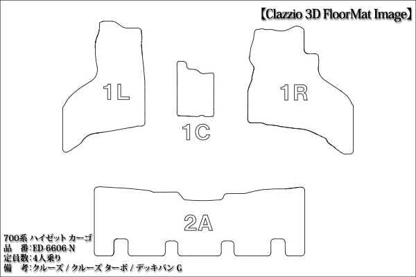 ハイゼットカーゴ 700系 ダイハツ R4/1～現行 clazzio 3D 立体フロアマット 1台分セット ED-6606-N# | Clazzio  フロアマット