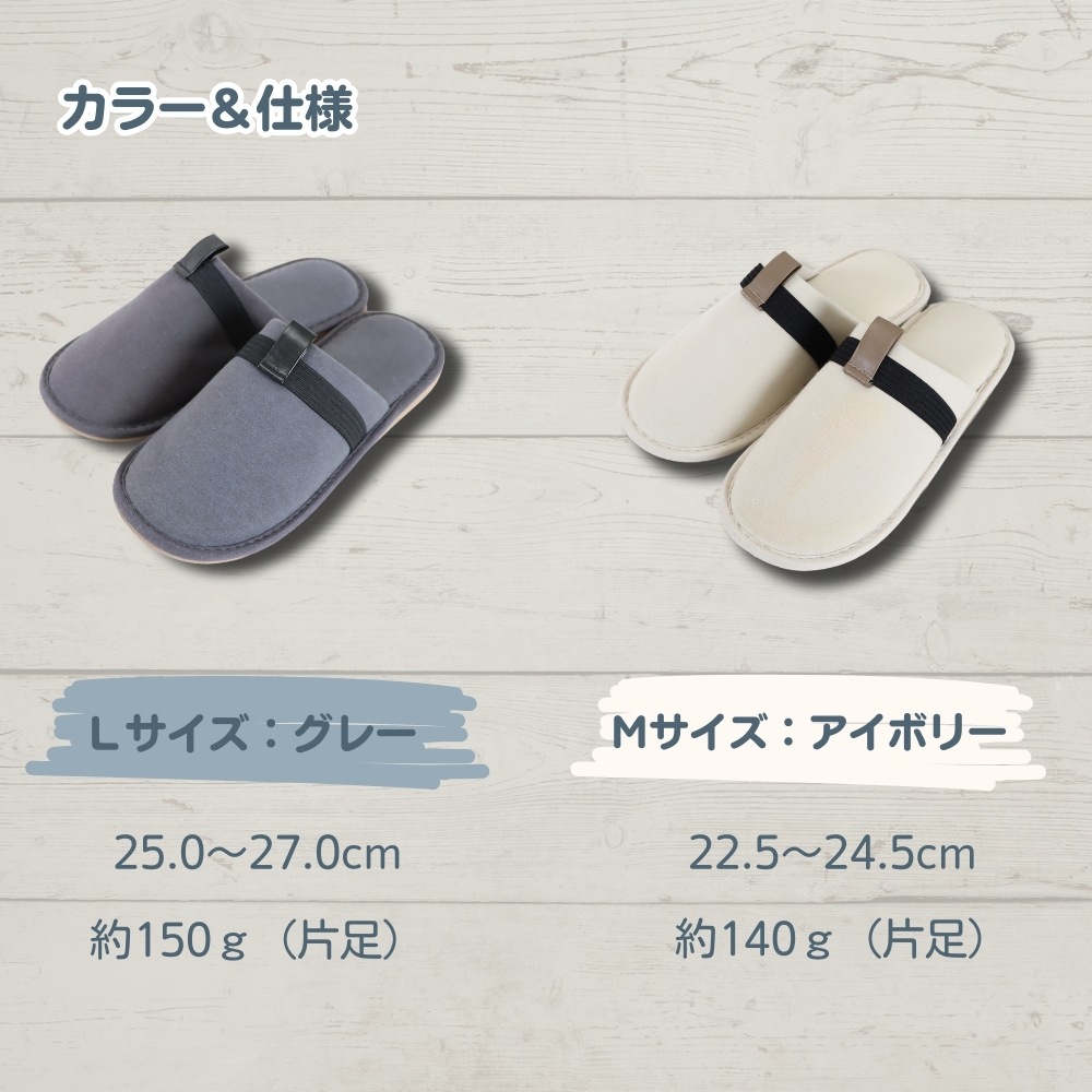 防災スリッパのサイズ比較（MサイズとLサイズ）