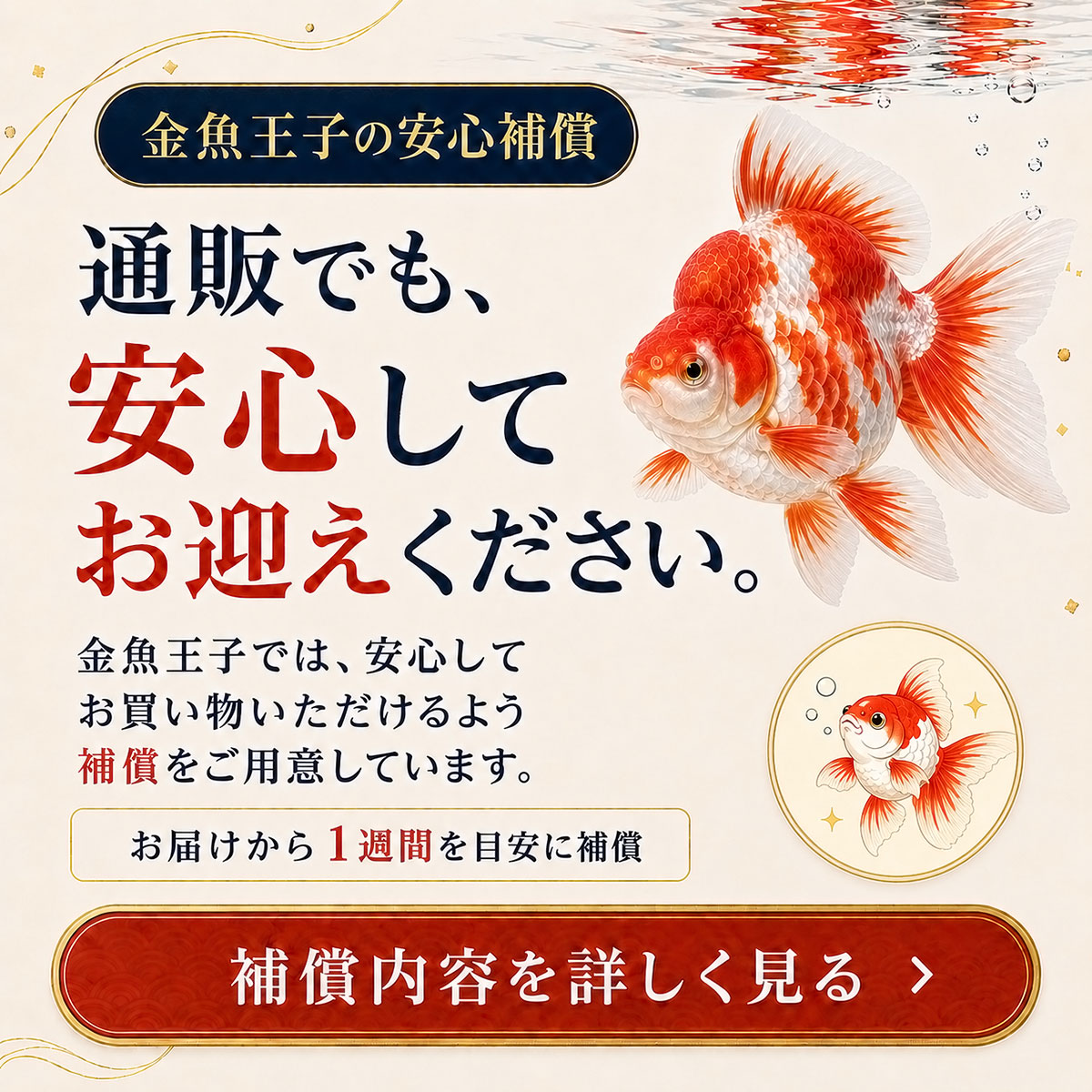 金魚王子】トリカラーオランダ 10±1cm前後 (個体番号：zaq683) 金魚