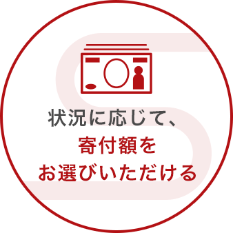 状況に応じて寄付額をお選びいただける