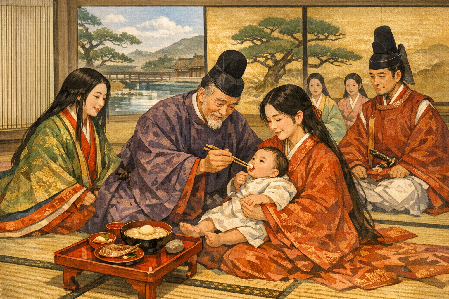 昔のお食い初めの様子（イメージ）