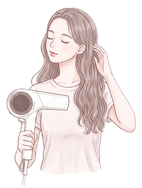ウェーブヘアを乾かすイメージ