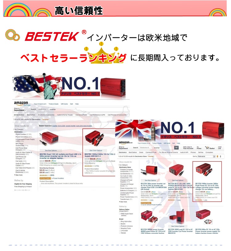 Bestek ベステック 疑似正弦波 矩形波 インバーター Dc Acインバーター Mri 出力1000w 電圧12v ケーブル2種付属 疑似正弦波インバーター ベステック ワンゲインネットショップ本店