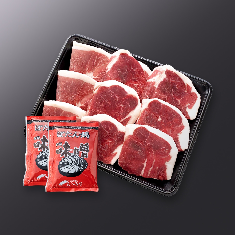 国産天然猪⾁ ぼたん鍋 ⾚⾝セット