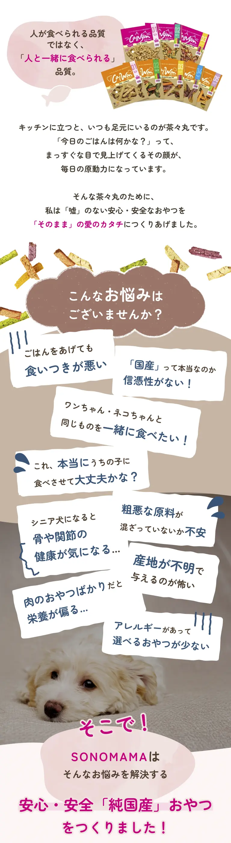 愛媛県産真鯛と国産野菜を使用した人と一緒に食べられるペットのおやつ