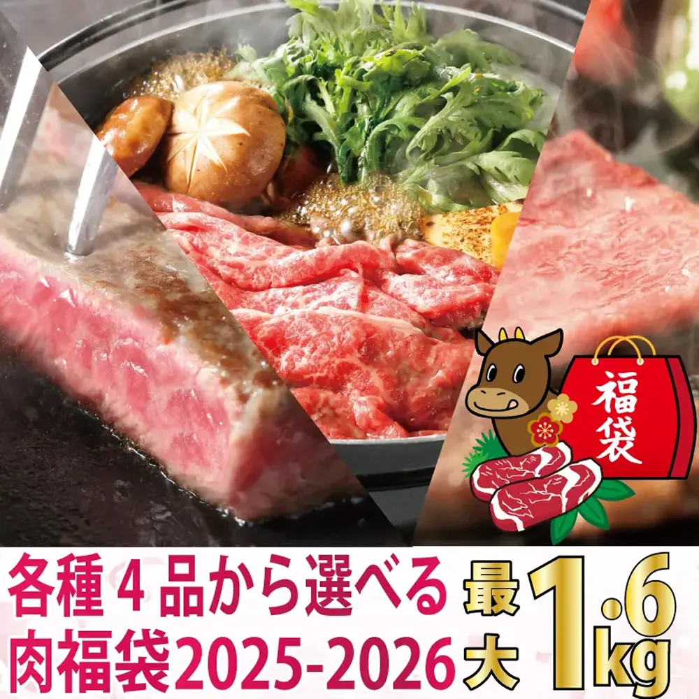 各種4品から選べる肉福袋2025~2026年最大1.6キログラム