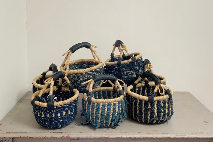 biga ラウンド　カゴ NEW!［ biga ］ Bolga basket ロンド インディゴ | biga | とんぱhanare