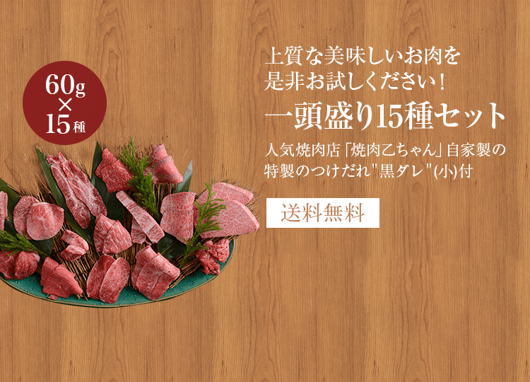 おまかせ一頭盛り　15種　60ｇ×15種（５～６人前） A4/A5等級 冷凍 タレ付き 最高級 国産黒毛和牛 一頭買い 極上雌牛 バーベキュー  ＢＢＱ-牛匠乙ちゃん