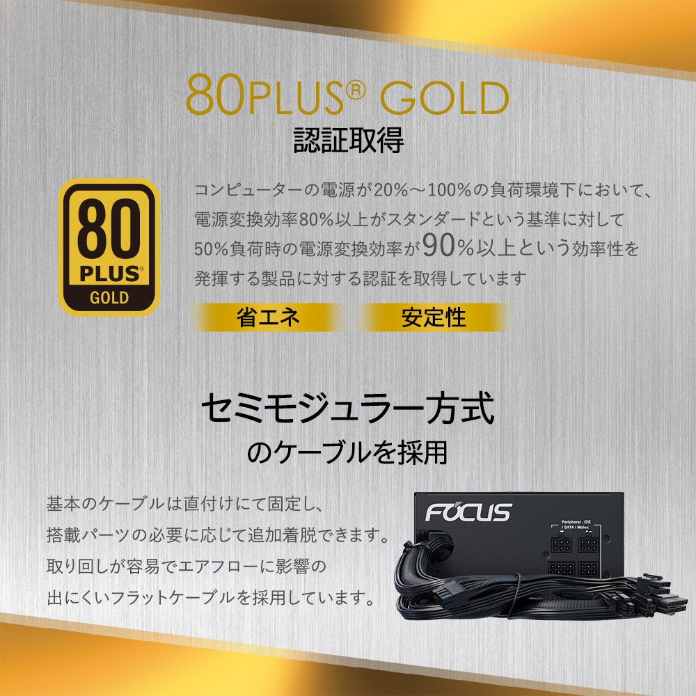 Seasonic 80PLUS GOLD認証取得 ATX電源 FOCUS GM 750W（FOCUS-GM-750 ...