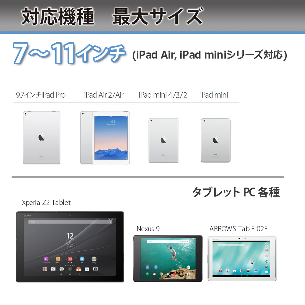 値頃 iPad タブレット用取付けホルダー 9〜12インチ対応 VESA CR-LATAB20BK