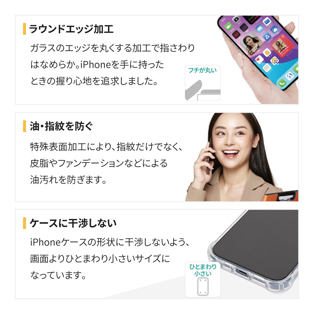 iPhone 14・iPhone 13 Pro・iPhone 13(6.1インチ)用 画面保護 強化ガラス マットタイプ かんたん貼り付けキット付き  (OWL-GSIE61-AG) | 保護ガラス