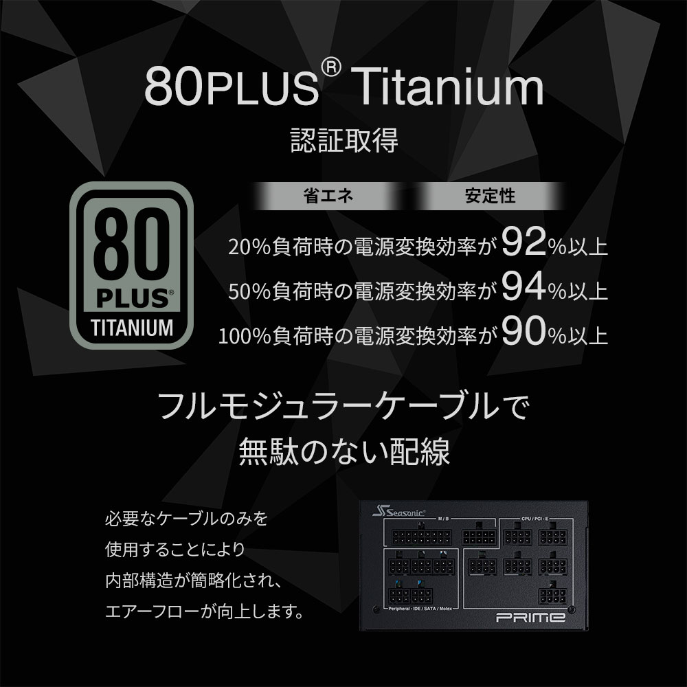 Seasonic製 80PLUS Titanium認証取得 ATX電源 PRIME TX 750W（PRIME-TX