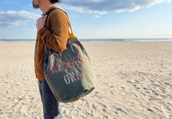 Vintage Remake Military Fabric paint Tote Bag