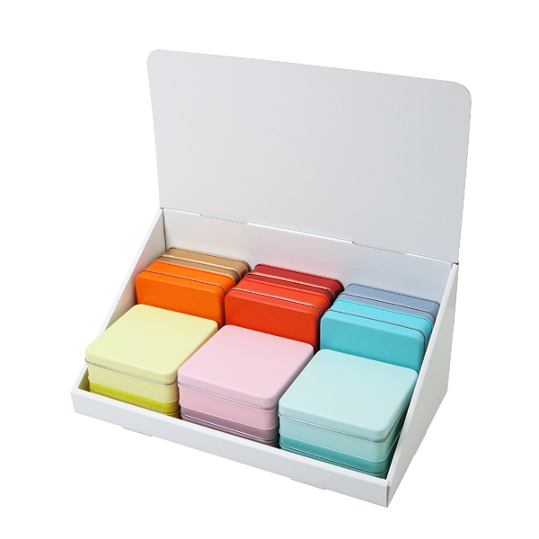 缶製品スクエア缶(60個)｜パッケージ・展示台の通販-売り場職人