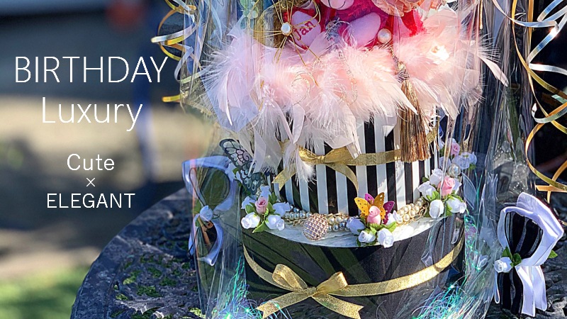 2段 おむつケーキ女の子 バースデーラグジュアリー 女の子 おむつケーキ おむつケーキ専門店 ベイビーパルフェ