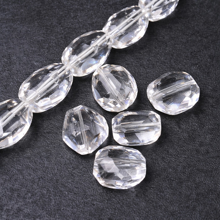 天然水晶 多面カットビーズ 1粒セット 約19-21mm*14-17mm クリア