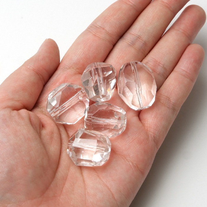 天然水晶 多面カットビーズ 1粒セット 約19-21mm*14-17mm クリア