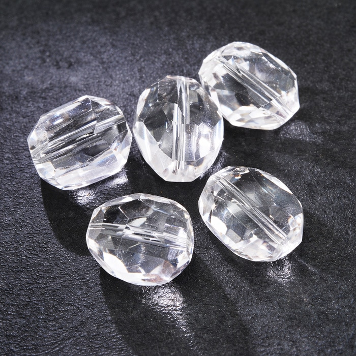 天然水晶 多面カットビーズ 1粒セット 約19-21mm*14-17mm クリア
