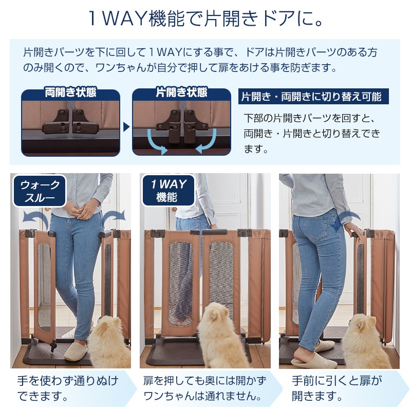 おくだけ とおせんぼ ウォークスルーs 置くだけ ペットゲート ドア付き ワイド ペットフェンス 犬 柵 いぬ 安全柵 小型犬 中型犬 脱走防止 ソフトフェンス やわらか ガード 飛び出し防止 多頭飼い 犬用品 Pet Select ペットセレクト オンラインショップ