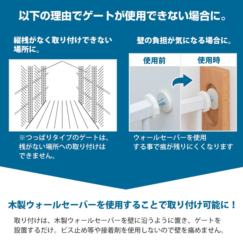 ■[本体別売] ペットゲートガーディハイタイプ 専用 木製ウォールセーバー (2個入り) ペット ゲート 拡張フレーム つっぱり式-Petselect  by Nihonikuji　 公式オンラインショップ