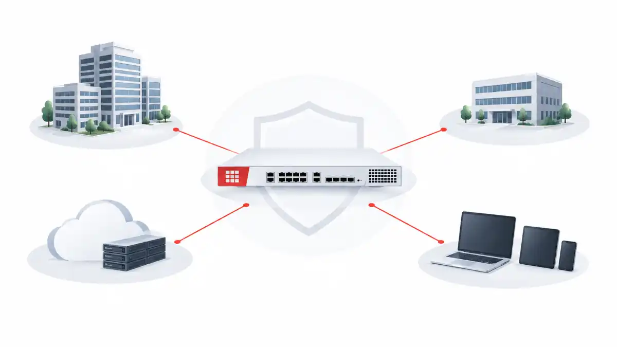 FortiGateによる企業ネットワークセキュリティ対策のイメージ