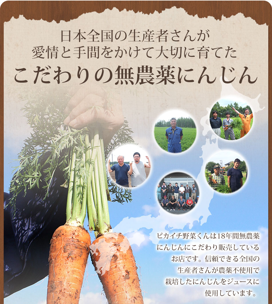 日本全国の生産者さんが大切に育てた無農薬にんじん