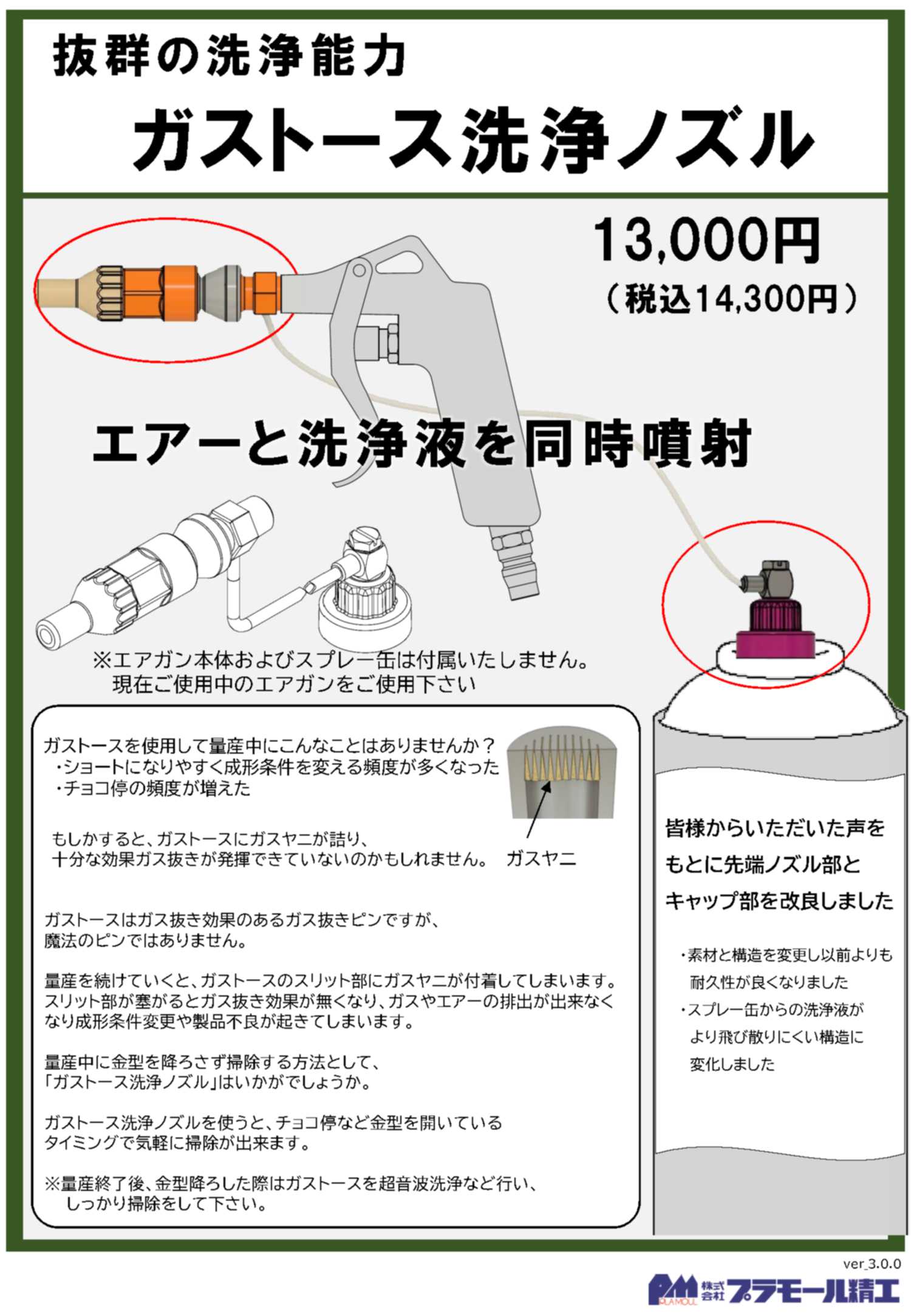 ガストース洗浄ノズルのメーカーチラシ