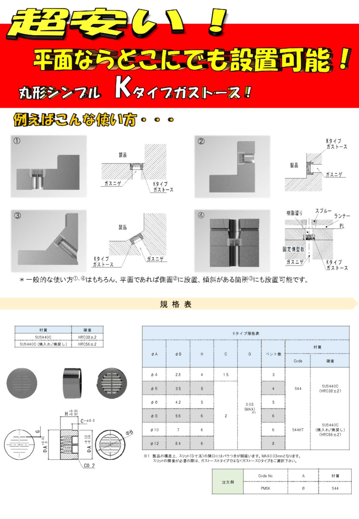ガストース洗浄ノズルのメーカーチラシ