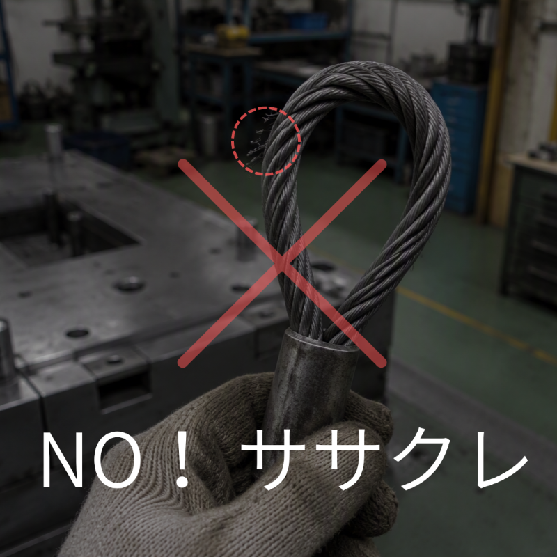ワイヤースリングがささくれている画像