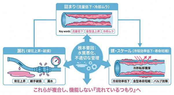 水質悪化で起きる3つの代表トラブル（詰まり・漏れ・錆・スケール）