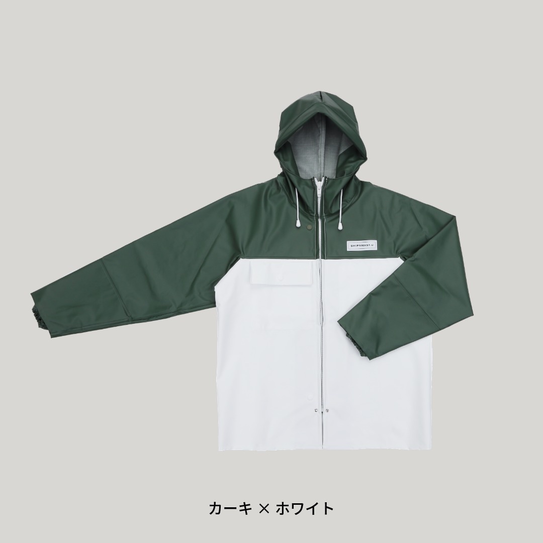 PVCジャケット カーキ×ホワイト