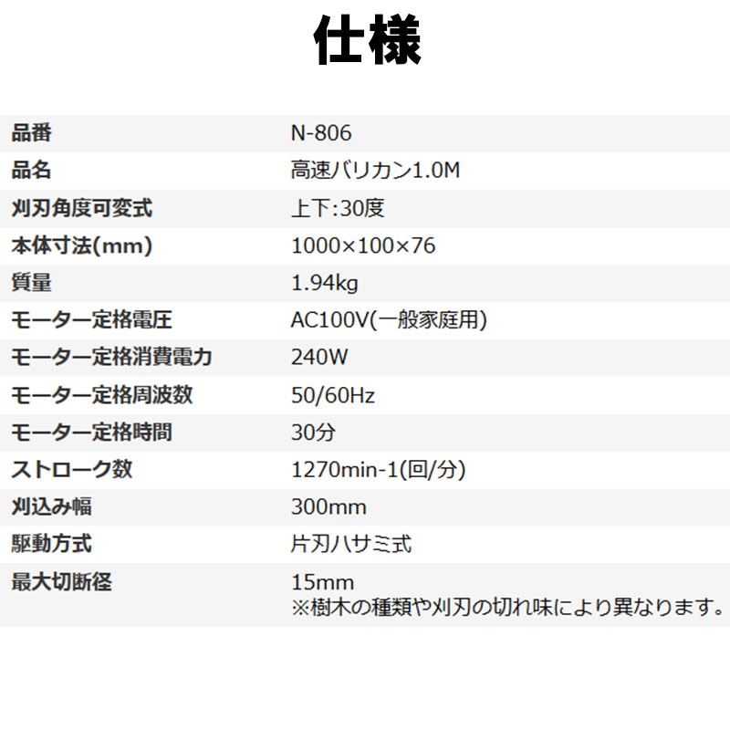 ランキングTOP10 ニシガキ工業 高速バリカン 長尺電動植木バリカン 1.0m 刈込み幅300mm N-806 fucoa.cl