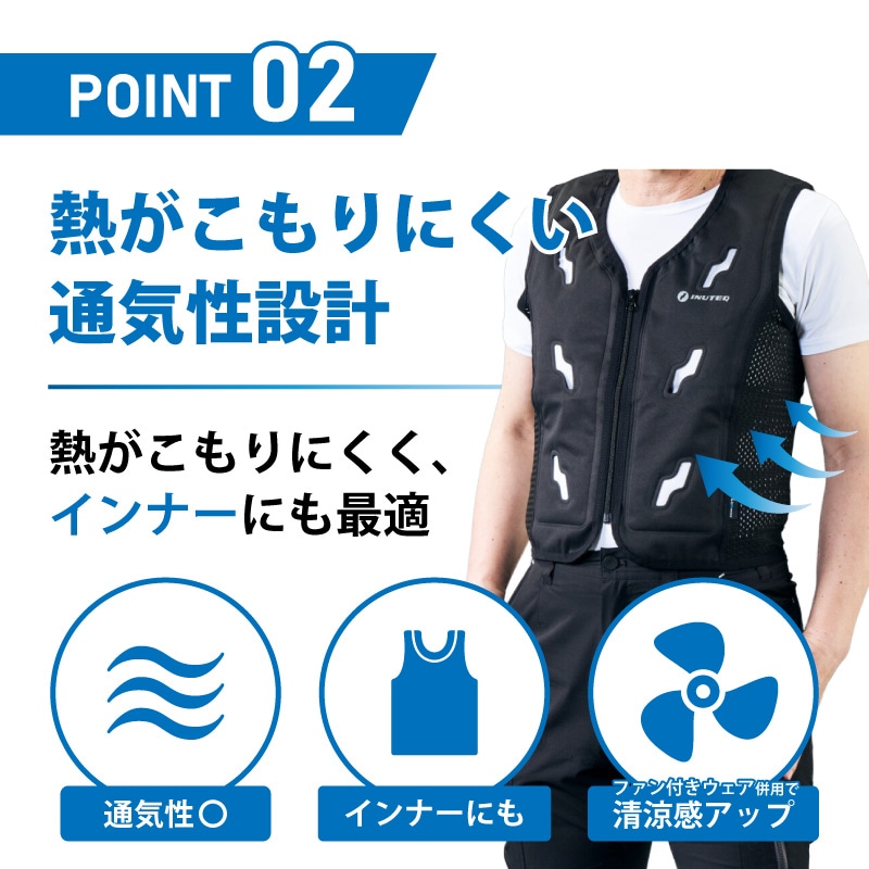 【nsdtksＭサイズ未使用】INUTEQ BODYCOOL SMART プラスワイズ本店｜注水式ベスト Bodycool Smart-X 黒 M/L/XL INUTEQ