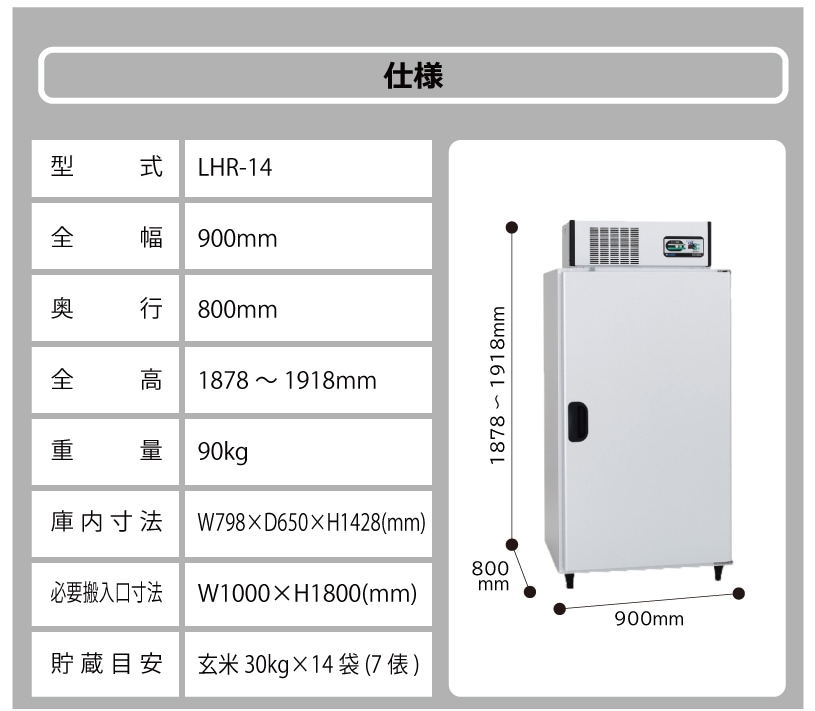 玄米保冷庫アルインコLHR-14