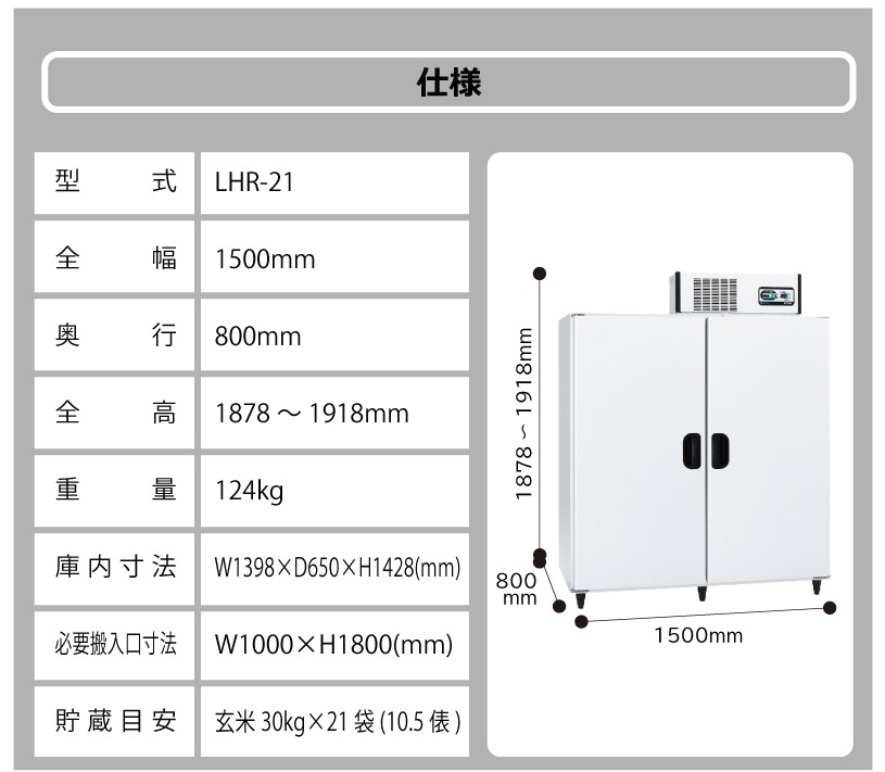 玄米保冷庫アルインコLHR-21