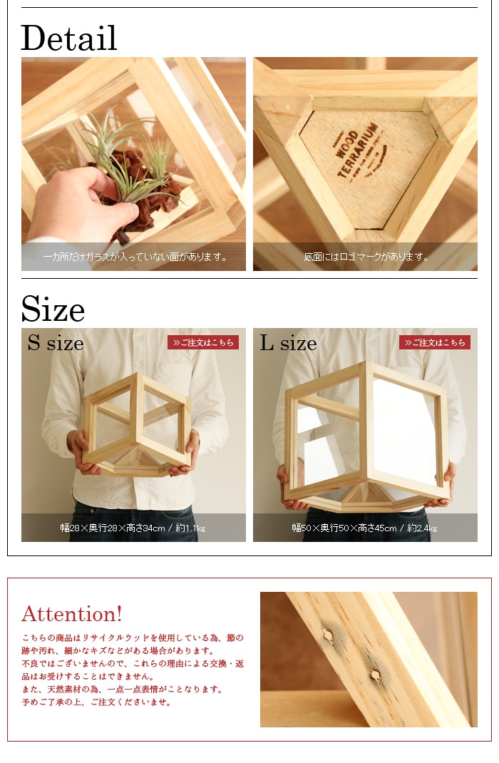 アマブロ ウッド テラリウム スクエア Lサイズ amabro WOOD TERRARIUM