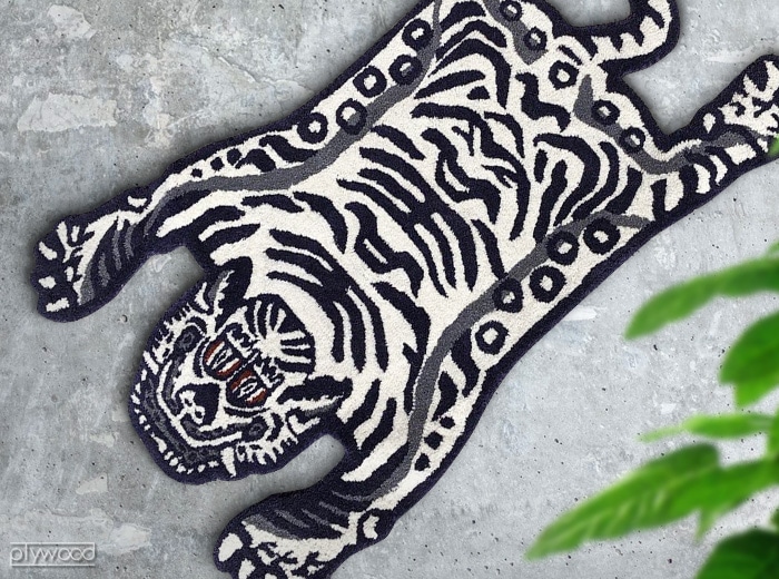 チベタンタイガーラグ スモール ホワイト DETAIL Tibetan Tiger Rug [White/Sサイズ] 新着  plywood(プライウッド)