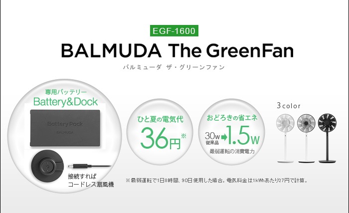 専用　バルミューダ BALMUDA The GreenFan EGF-1600