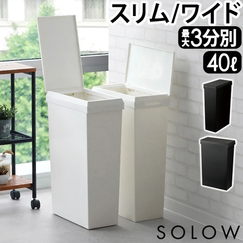 ソロウ 隙間や通路で使えるダストボックス 40L [ハンドオープンスリム