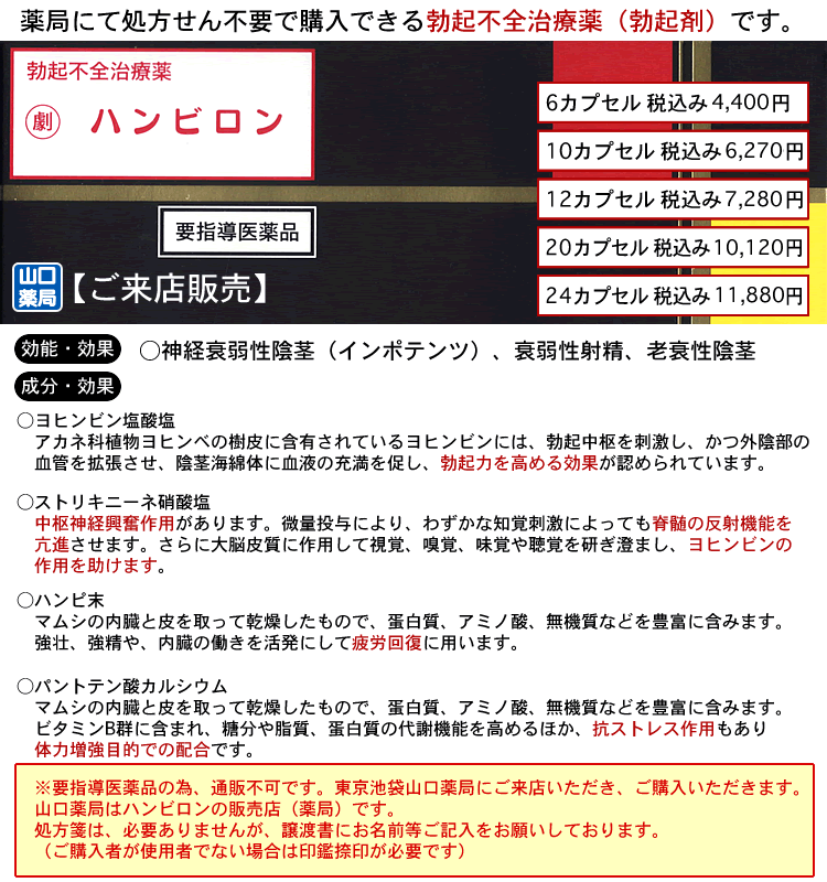 ハンビロン 効能・効果のまとめ 画像