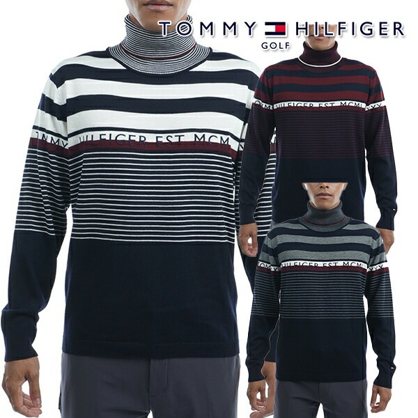 トミーヒルフィガー 2022年秋冬モデル メンズ マルチボーダー タートルネックセーター THMA290 【22】TOMMY  HILFIGER-パワーゴルフ（PowerGolf）本店