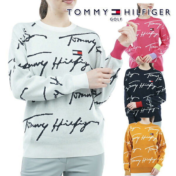 トミーヒルフィガー 2022年秋冬モデル レディース シグネチャー クルーネックセーター THLA255 【22】TOMMY  HILFIGER-パワーゴルフ（PowerGolf）本店