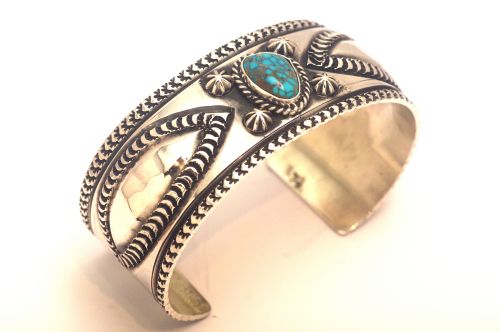 サンシャインリーブス ターコイズ　シルバーバングル　ローンマウンテン ナバホバングル サンシャイン・リーブス作 《ローンマウンテン