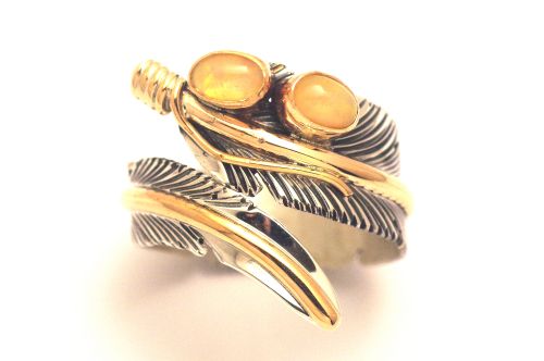 【POWWOWナゲッツ】 ナバホリング　タニヤ・メイス作 《ダブル・オパール/12KGF》 25号