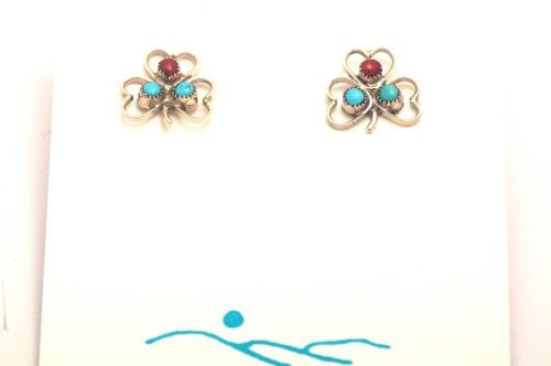 ズニピアス 《ハートクローバー/コーラル＆ターコイズ》 ｜ POWWOW