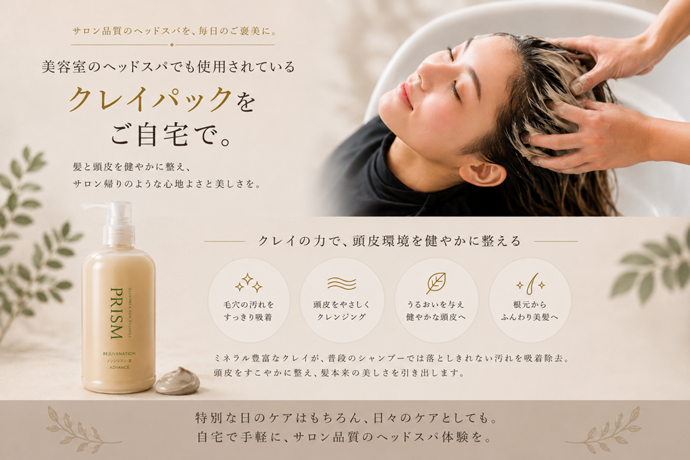 美容室のヘッドスパでも使用されているクレイパックをご自宅で