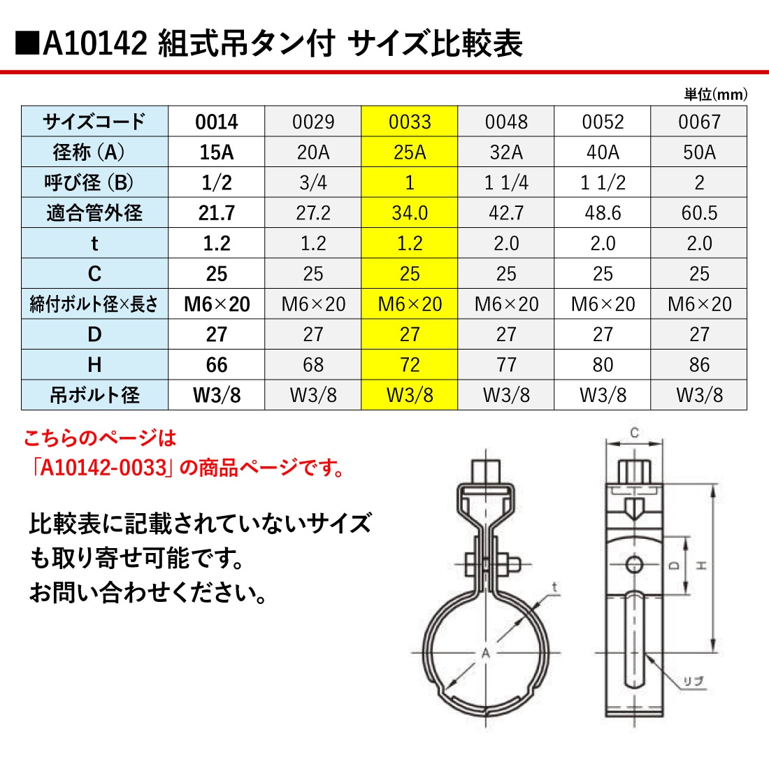 取寄品】アカギ A10142-0033 組式吊タン付 10個入 W3/8-25A 吊バンド