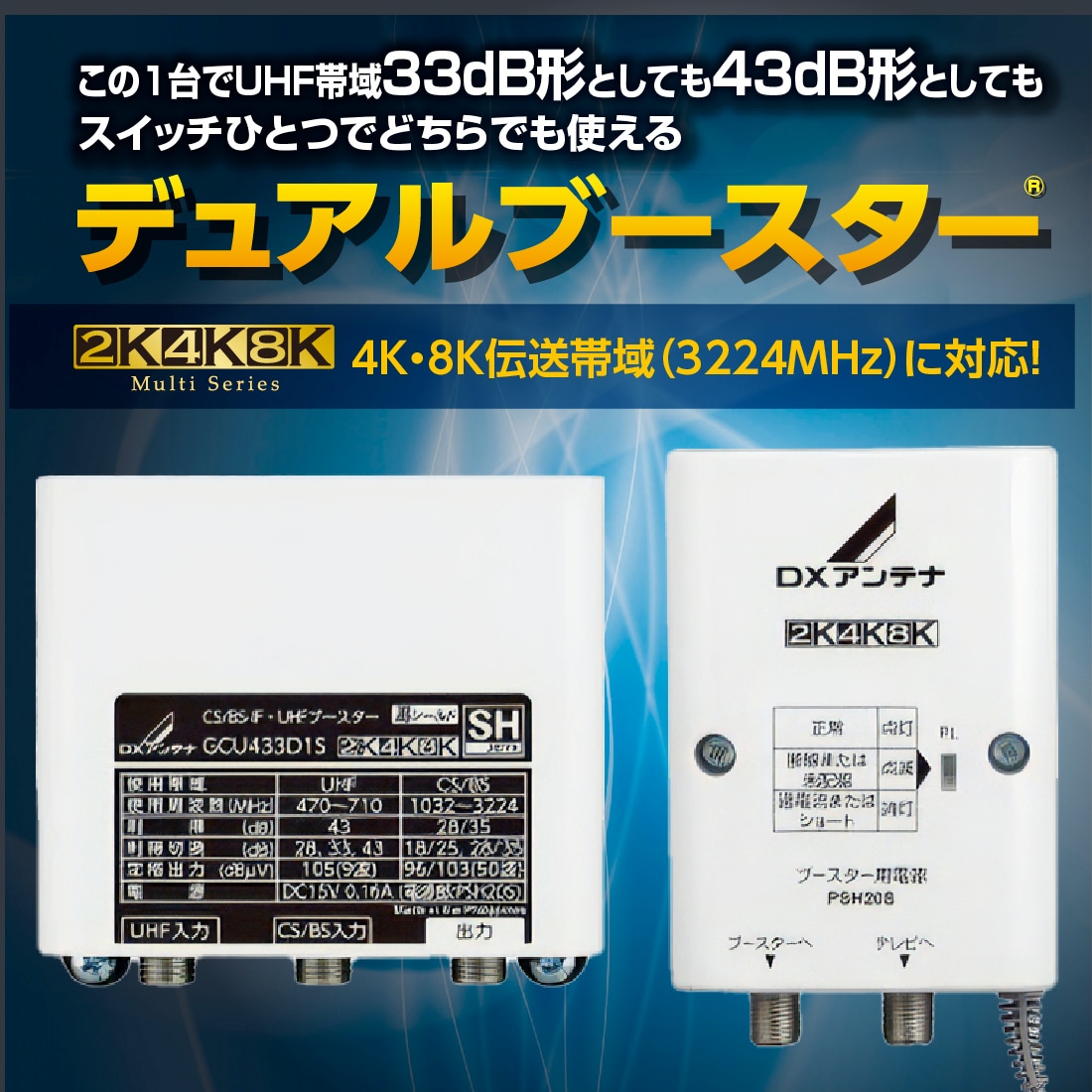 DXアンテナ GCU433D1S デュアルブースター