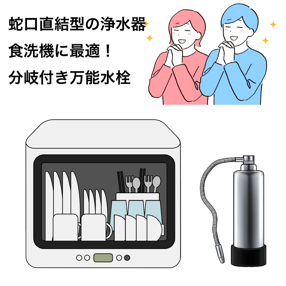 取寄品】 721-013 浄水器取付用双口水栓 浄水器・食洗機対応 蛇口直結