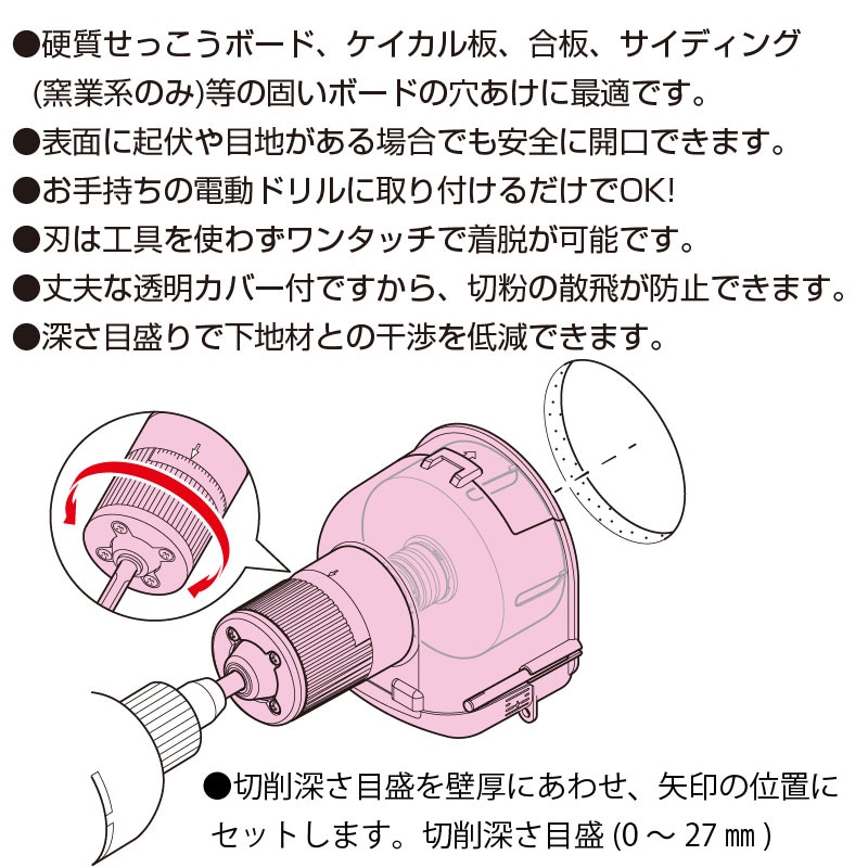 取寄品】 FH-100SL 交換式ホルソー φ100穴あけ工具 透明カバー付 深さ